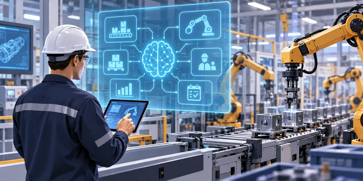 AI optimizing production processes in a factory